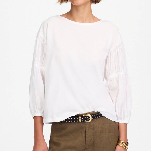 Madewell Puff-Sleeve Drop-Shoulder Knit Top Size L - Picture 1 of 13